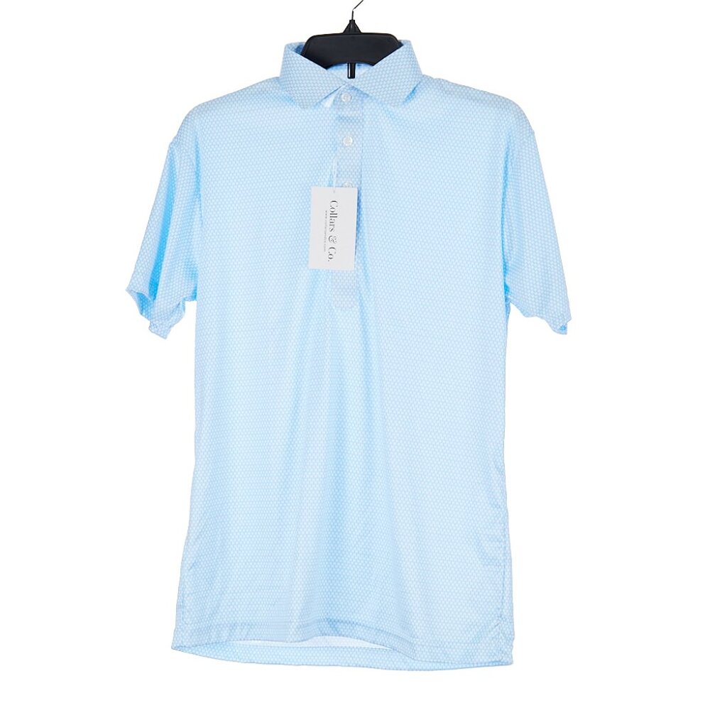 Collars & Co Vantage Sky Blue Short Sleeve Dress Collar Polo Top Men's Small NWT